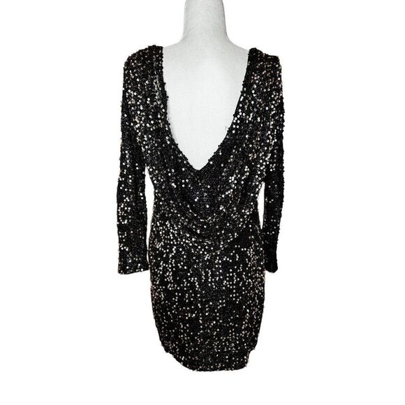 NWT Betsy & Adam Long Sleeve Raindrop Sequin Drape mini Dress size 12 - Picture 2 of 14
